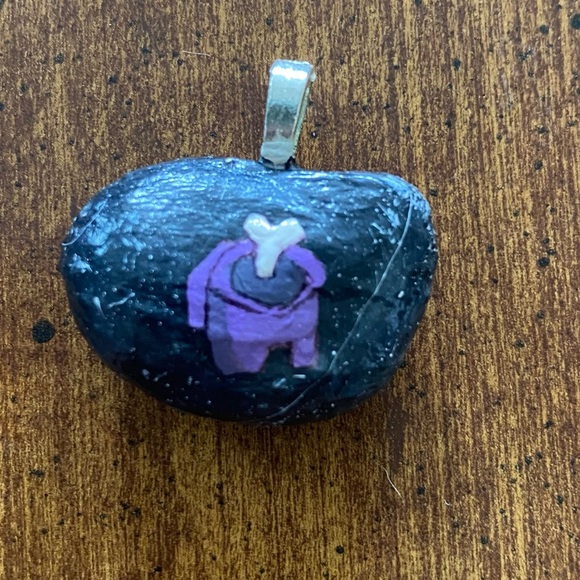 Hand Painted Among Us Characters Stone Pendant - Picture 3 of 8